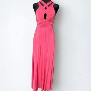 Elegant Kardashians by Bebe keyhole coral maxi dress